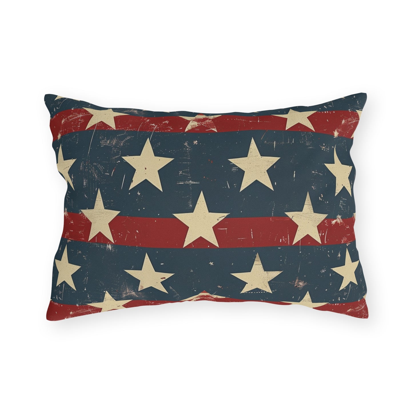 Distressed American Flag Design - Outdoor Throw Pillow