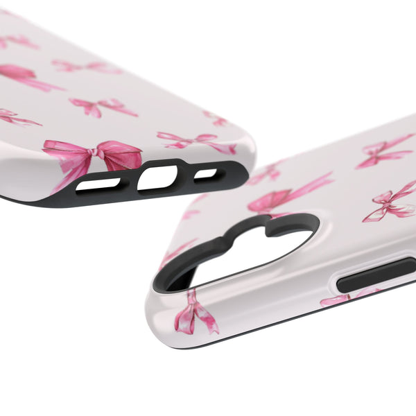 Coquette Pink Bow MagSafe Phone Case | Fits iPhone 13–16 | Matte or Glossy Finish