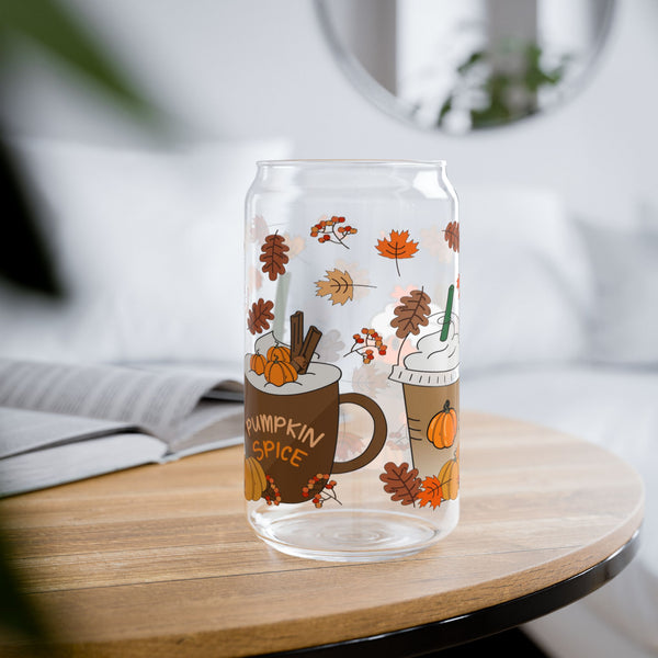 Pumpkin Spice 16oz Glass, Iced Pumpkin Spice Can Glass, Pumpkin Spice Cup, Glass Jar with Lid and Straw, 16oz Glass Cup, Libbey Cup