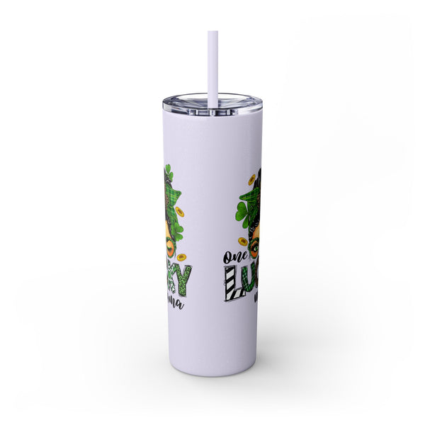 One Lucky Mama 20oz Skinny Tumbler with Straw,  St Patricks Themed Tumbler