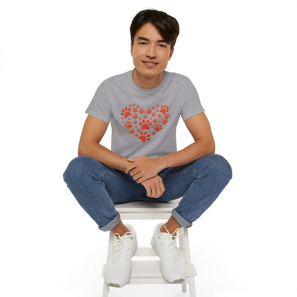 Heart Paw Print Unisex Ultra Cotton Tee - Perfect for Pet Lovers
