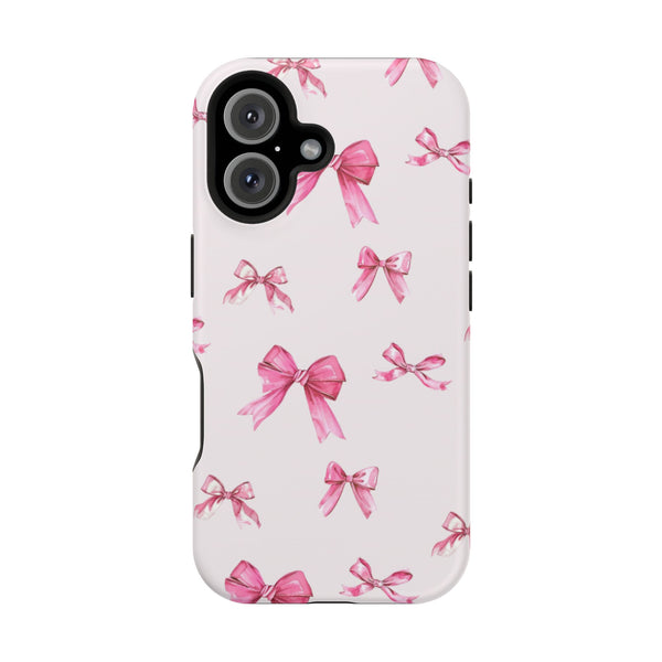 Coquette Pink Bow MagSafe Phone Case | Fits iPhone 13–16 | Matte or Glossy Finish
