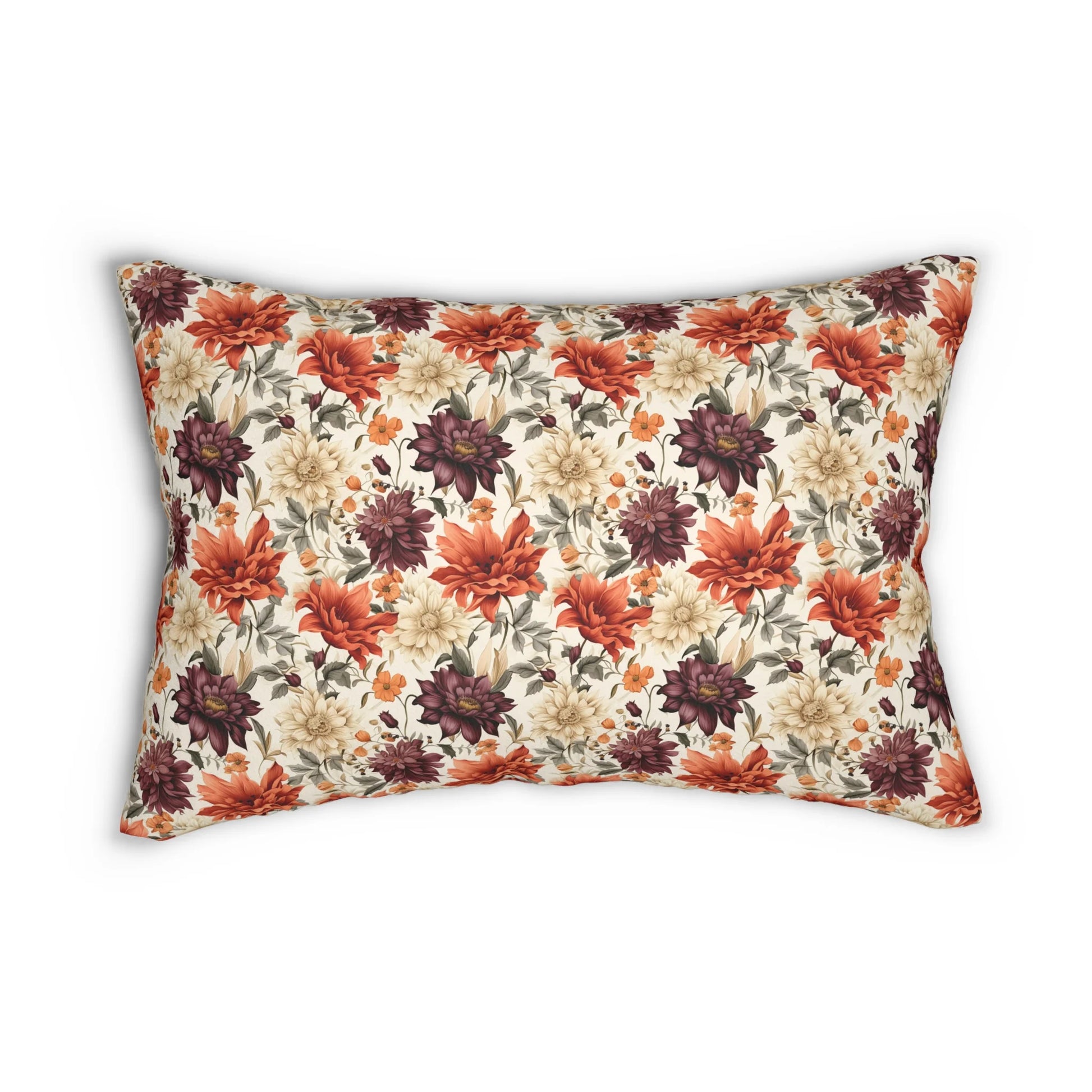Floral patterned pillow on a white background