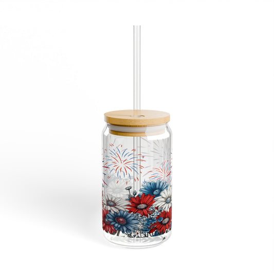 Fireworks and Flowers 16oz Glass Can