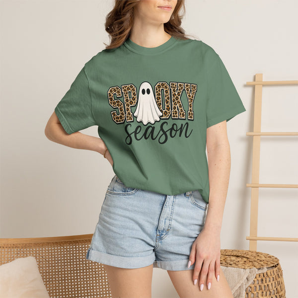 Spooky Season Leopard Print Ghost Halloween Graphic T-Shirt