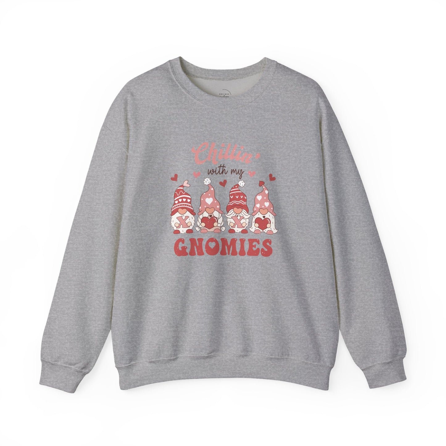 Chillin With My Gnomies Sweatshirt Women’s Valentine’s Day Gnome Crewneck Cute XOXO Heart Pullover Funny Galentine’s Gift