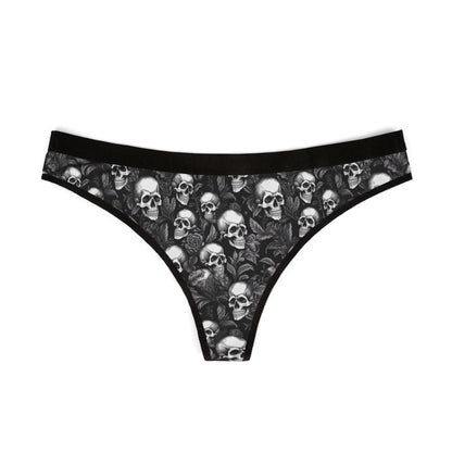 Gothic Skull and Floral Print Thong