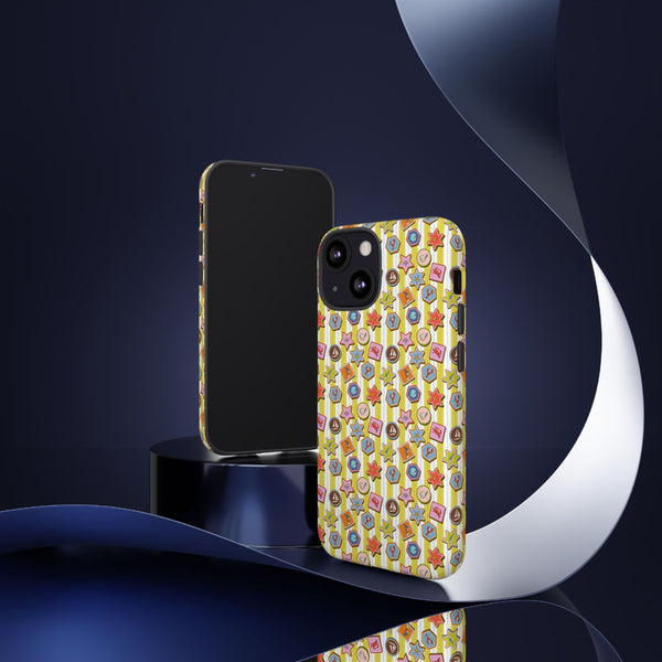 Yellow and White Striped Phone Case Summer Themed iPhone Samsung Case Pixel Summer Tough Cases