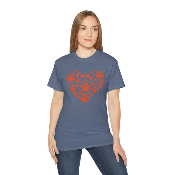 Heart Paw Print Unisex Ultra Cotton Tee - Perfect for Pet Lovers