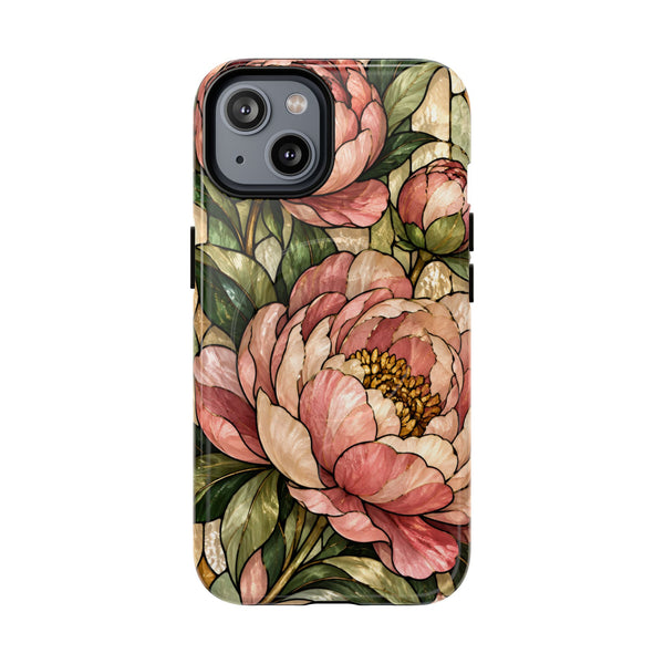 Glossy or Matte Stained Glass Peony MagSafe iPhone Case