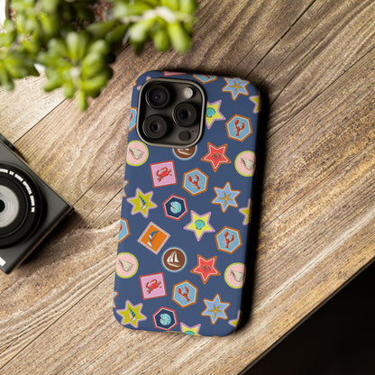 Lobsters Sailboats and Seashells on Navy Blue Phone Case