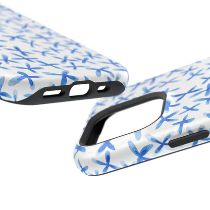 Blue Floral MagSafe iPhone Case — Magnetic Impact-Resistant