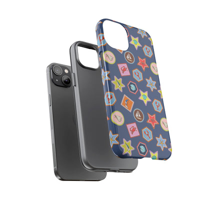 Lobsters Sailboats and Seashells on Navy Blue Phone Case
