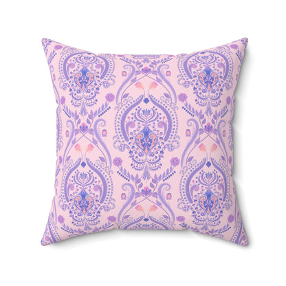 Elegant Pink & Purple Damask - Indoor Throw Pillow