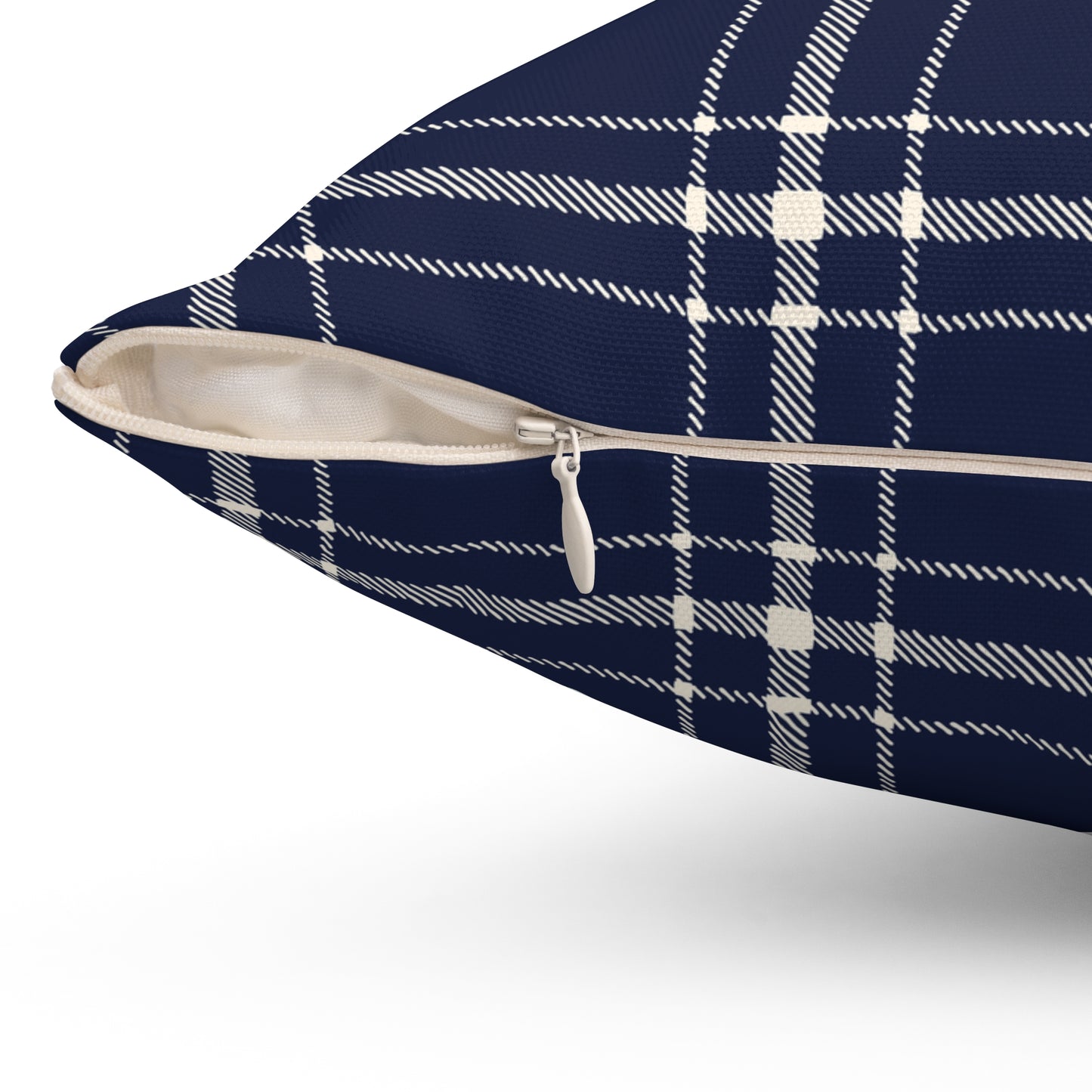 Blue and White Plaid - Decorative Throw Pillow