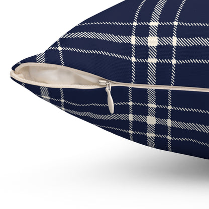 Blue and White Plaid - Decorative Throw Pillow