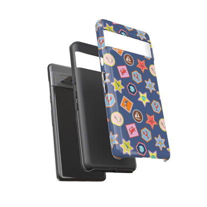 Lobsters Sailboats and Seashells on Navy Blue Phone Case