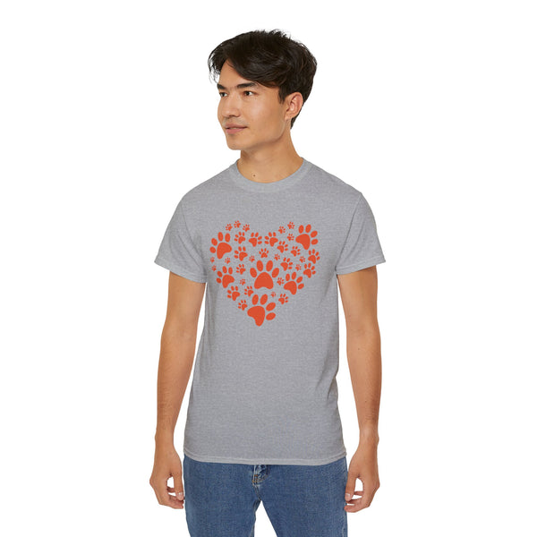 Heart Paw Print Unisex Ultra Cotton Tee - Perfect for Pet Lovers