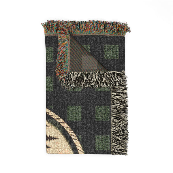 Welcome to the Cabin Woven Blanket | Moose, Log Cabin & Lake Buffalo Plaid Throw | Rustic Lodge Decor | Fall & Winter Gift