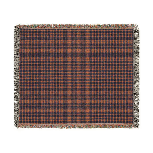 Red and Blue Plaid Woven Throw Blanket