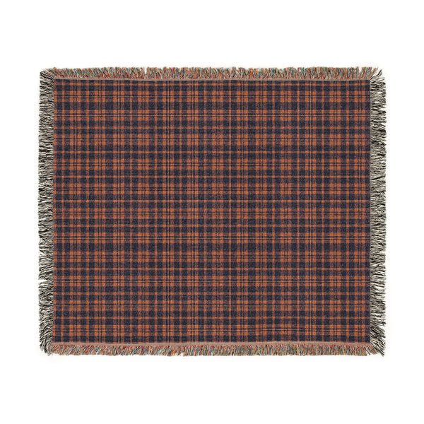 Red and Blue Plaid Woven Throw Blanket