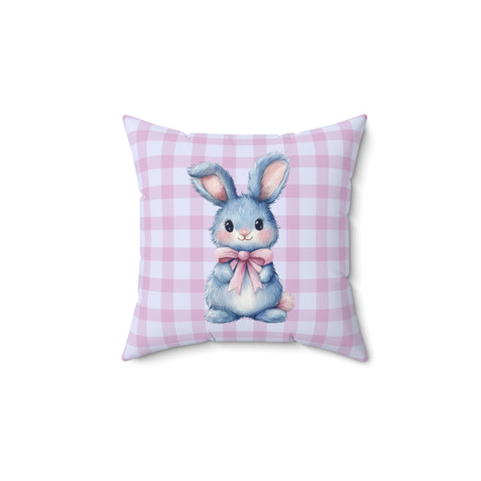 Easter Bunny Pink Gingham Pastel - Indoor Throw Pillow