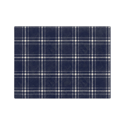 Navy and White Plaid - Velveteen Throw Blanket