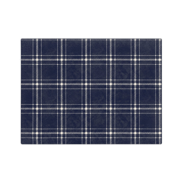 Navy and White Plaid - Velveteen Throw Blanket