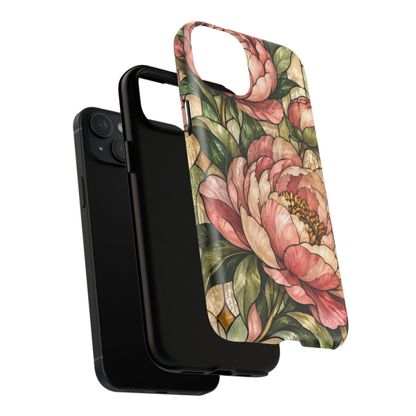Glossy or Matte Stained Glass Peony MagSafe iPhone Case