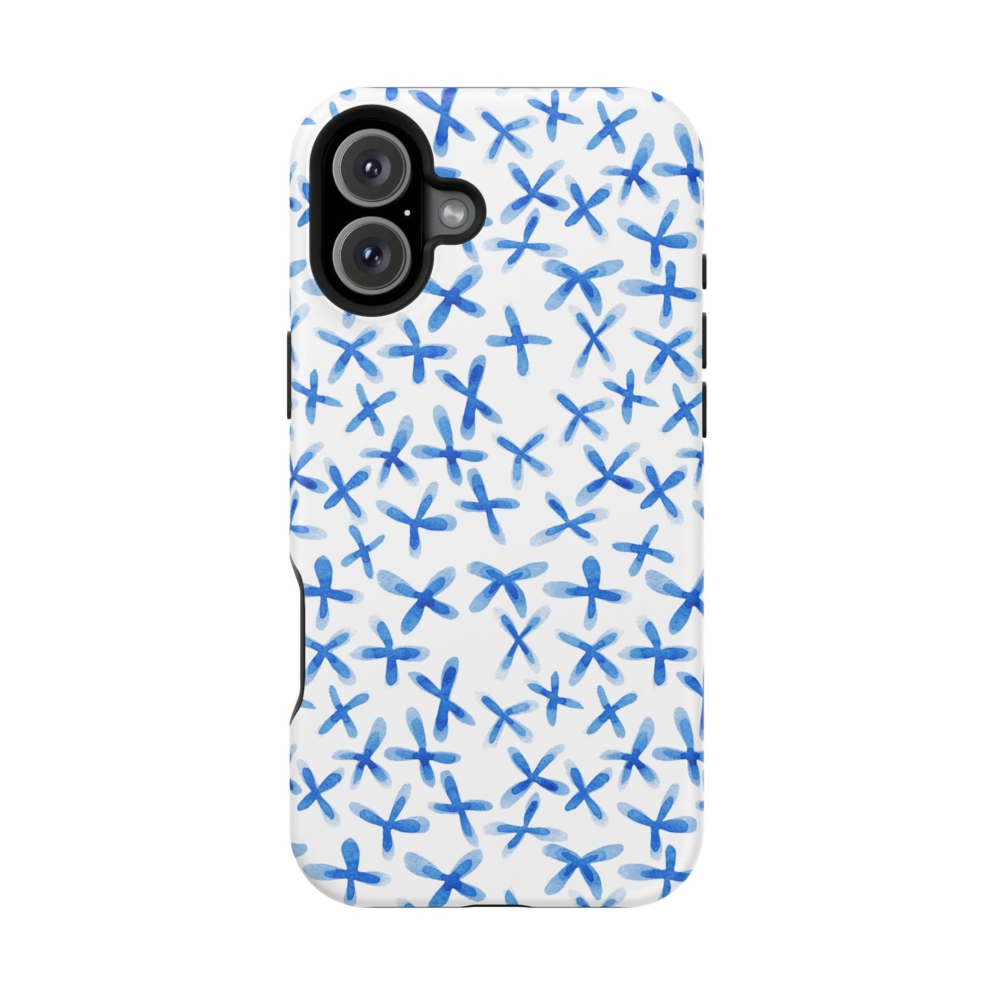 Blue Floral MagSafe iPhone Case — Magnetic Impact-Resistant
