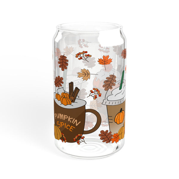 Pumpkin Spice 16oz Glass, Iced Pumpkin Spice Can Glass, Pumpkin Spice Cup, Glass Jar with Lid and Straw, 16oz Glass Cup, Libbey Cup