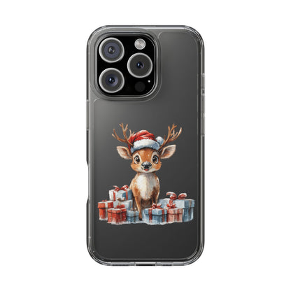 Festive Reindeer on a Clear Phone Case