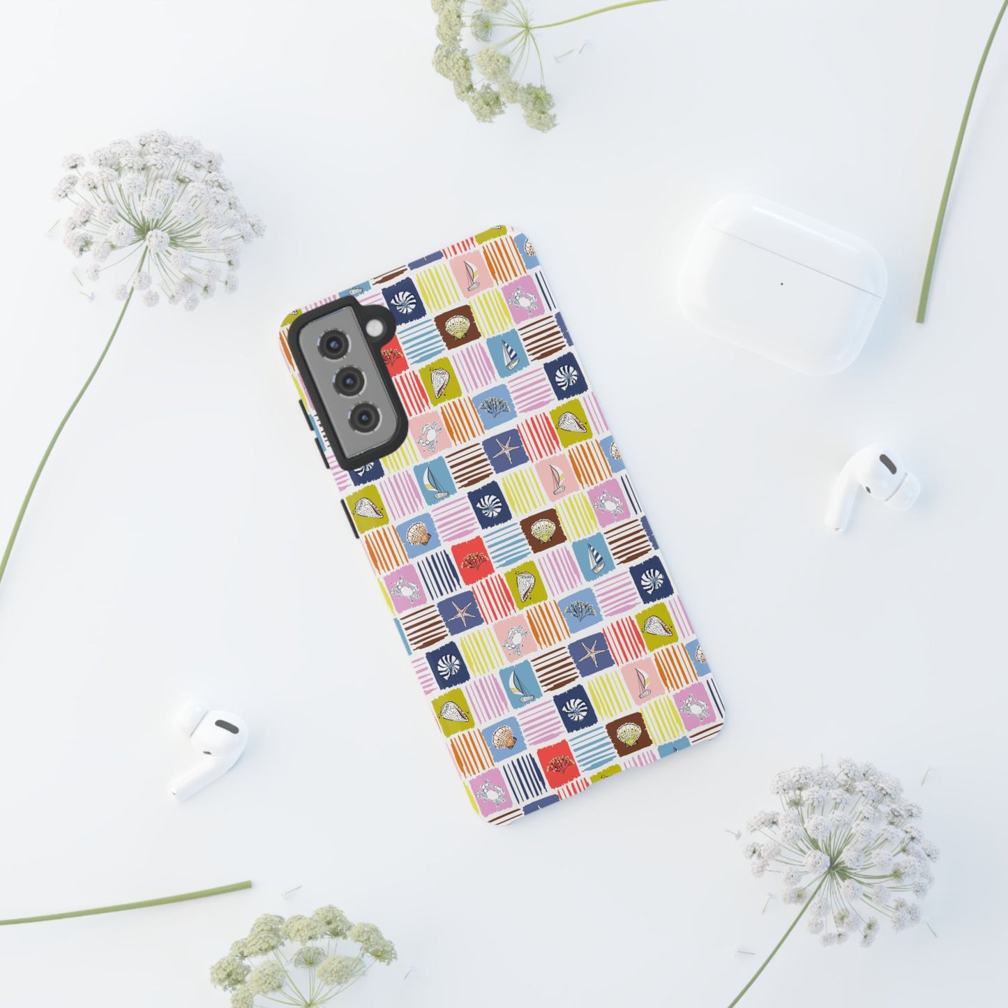 Colorful Seashells Sailboats and Starfish Summer Themed Phone Case