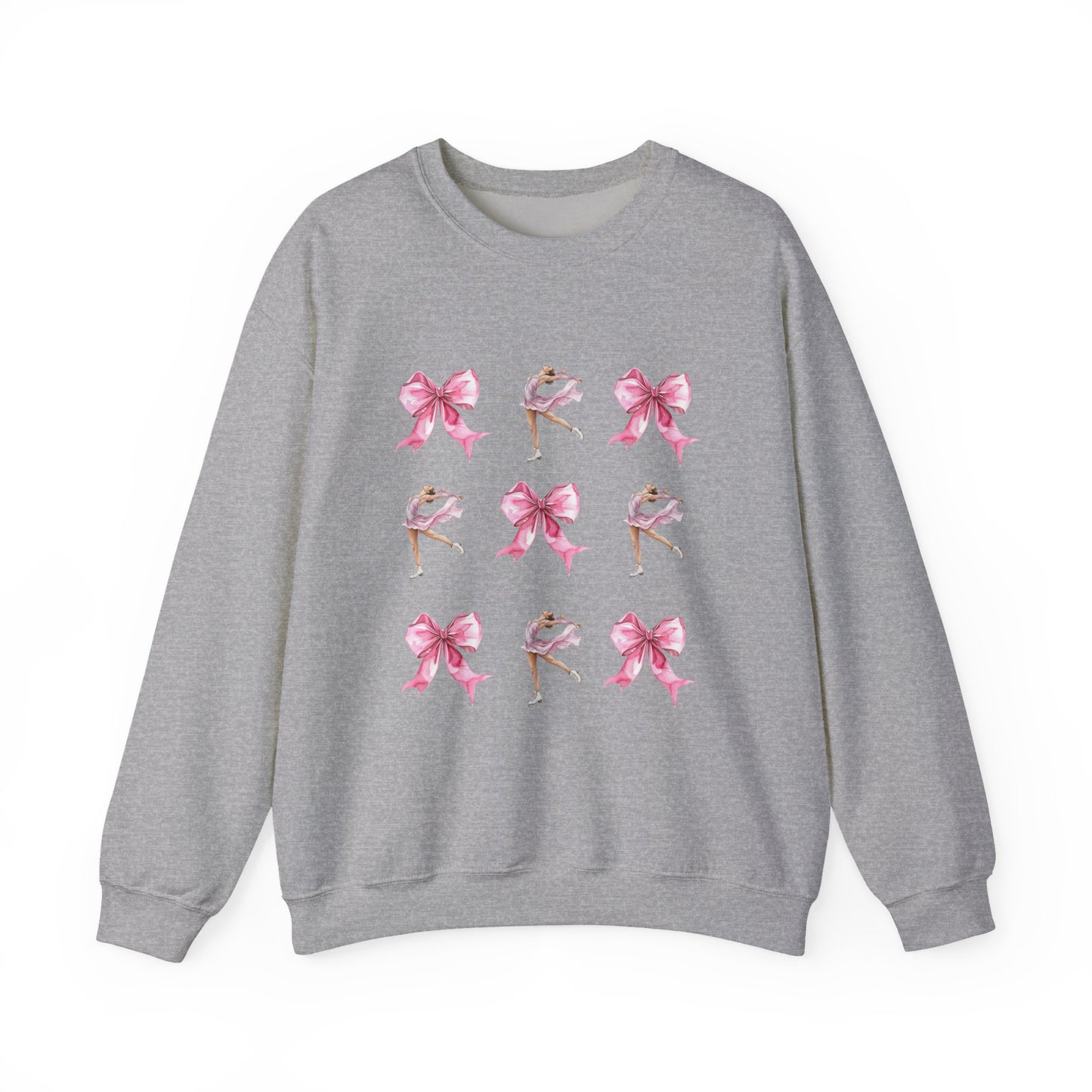 Coquette Bow & Figure Skating Crewneck Sweatshirt | Soft Fleece Balletcore Aesthetic Pullover