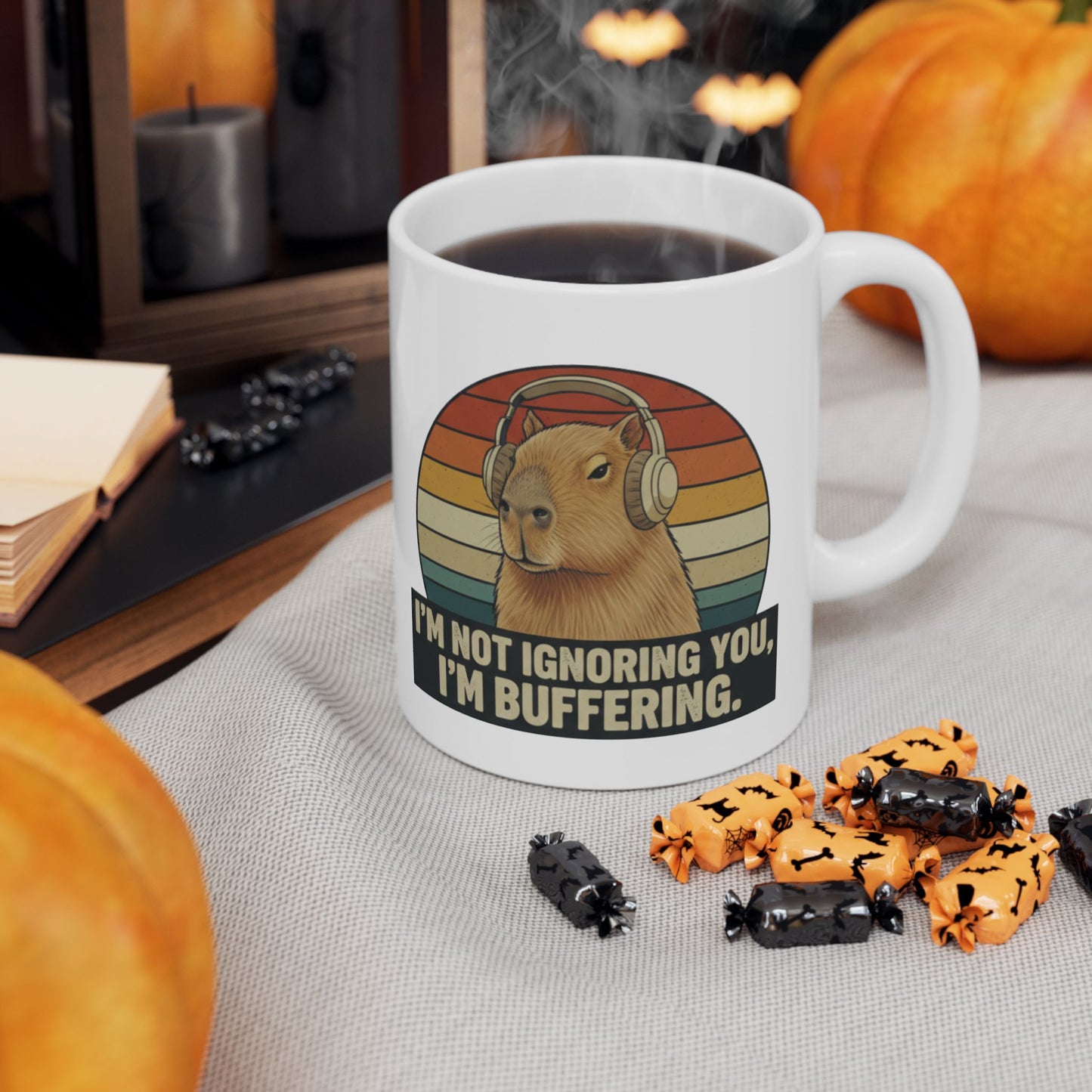 Capybara Buffering Ironic Mug | Funny Unhinged Animal Retro Gift 11oz & 15oz