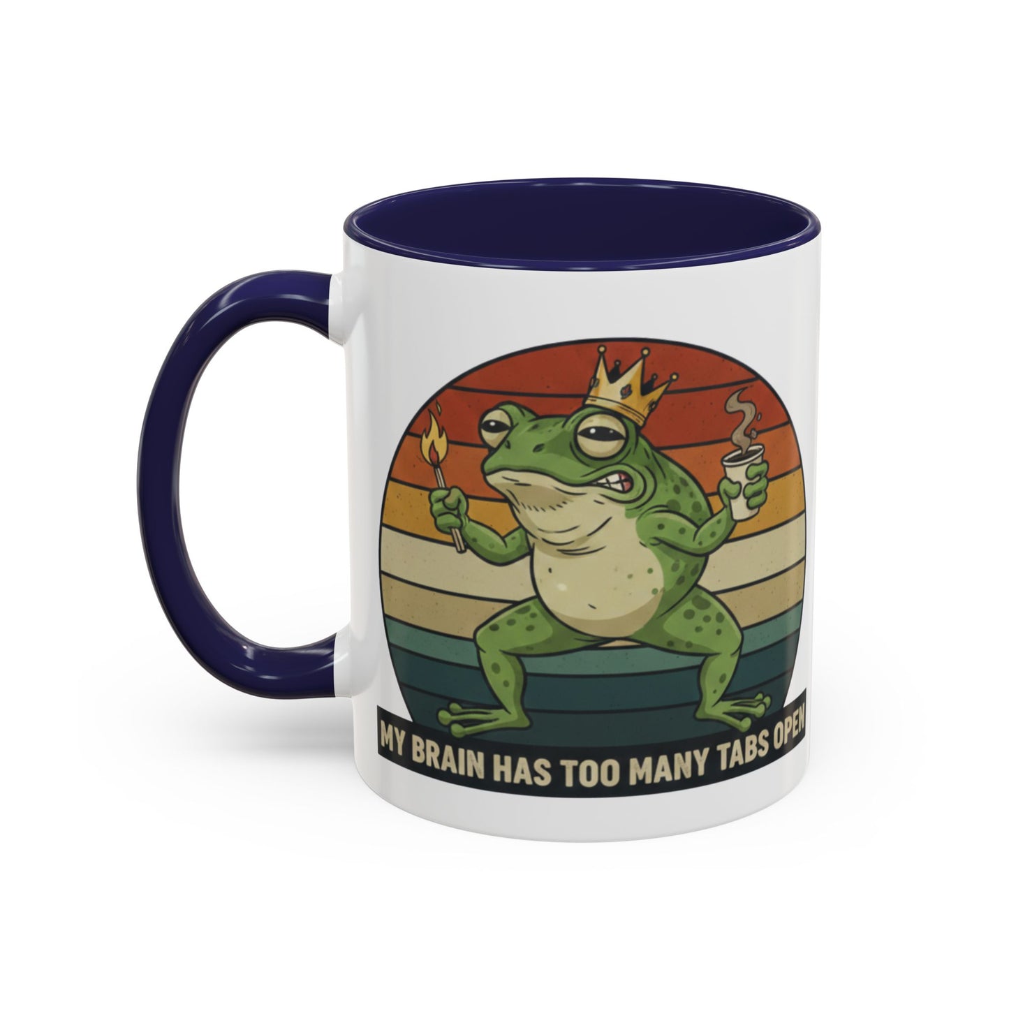 "Too Many Tabs Open" Retro Frog Accent Mug - 11oz & 15oz Ceramic Coffee Cup