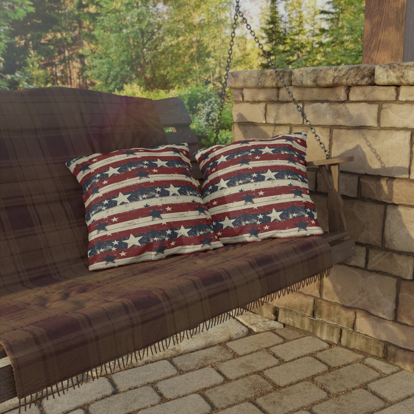 Stars & Stripes - Outdoor Throw Pillow
