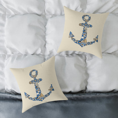 Nautical Anchor - Indoor Coastal Decor Throw Pillow