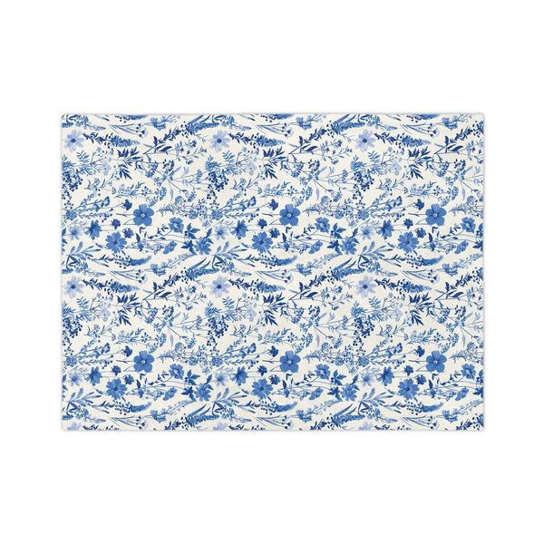 Blue Floral Toile Velveteen Blanket, Cozy Microfiber Throw for Home Decor, Gift for Her, Bedroom Decor, Perfect for Weddings and Holidays