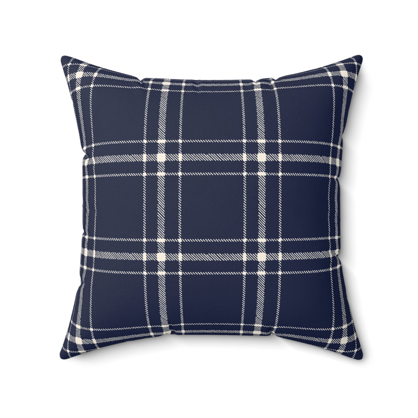 Blue and White Plaid - Decorative Throw Pillow