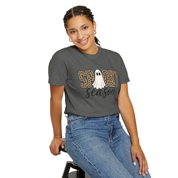 Spooky Season Leopard Print Ghost Halloween Graphic T-Shirt