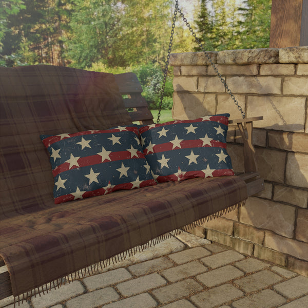 Distressed Outdoor American Flag Pillow