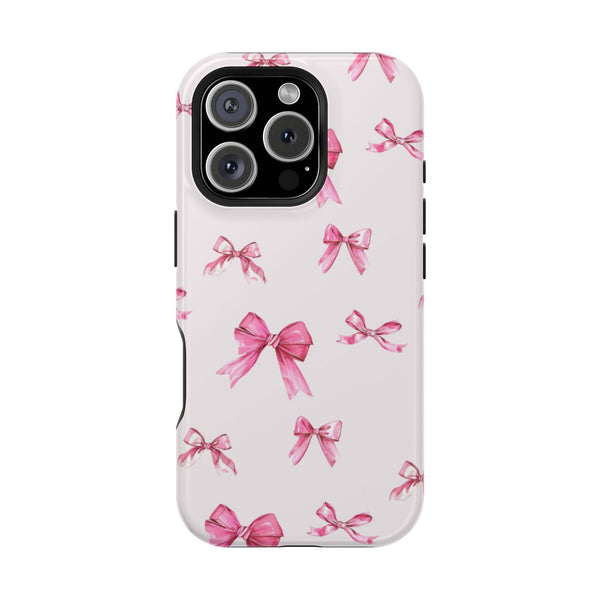 Coquette Pink Bow MagSafe Phone Case | Fits iPhone 13–16 | Matte or Glossy Finish