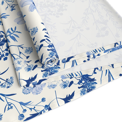 Blue Floral Toile Table Runner