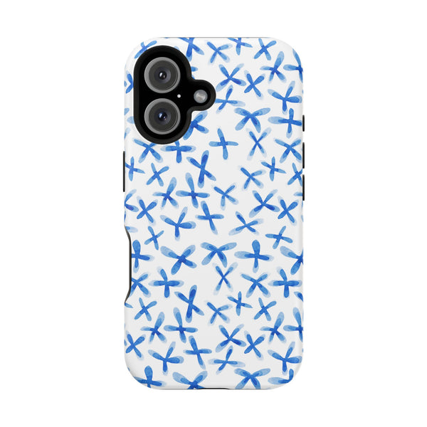 Blue Floral MagSafe iPhone Case — Magnetic Impact-Resistant