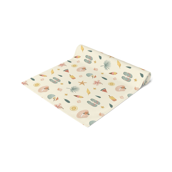 Seashell & Beach Print - Coastal Table Runner
