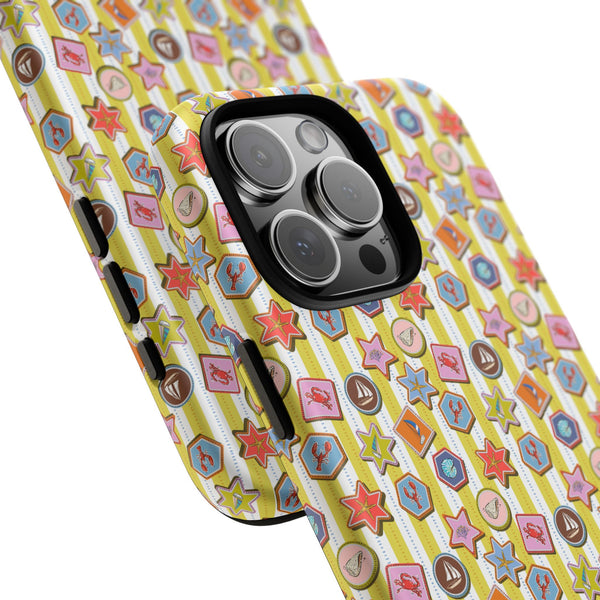 Yellow and White Striped Summer Themed Phone Case