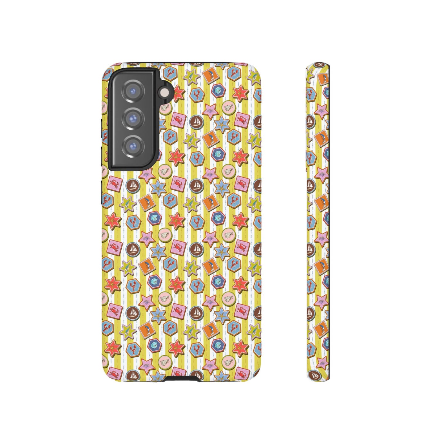 Yellow and White Striped Summer Themed Phone Case