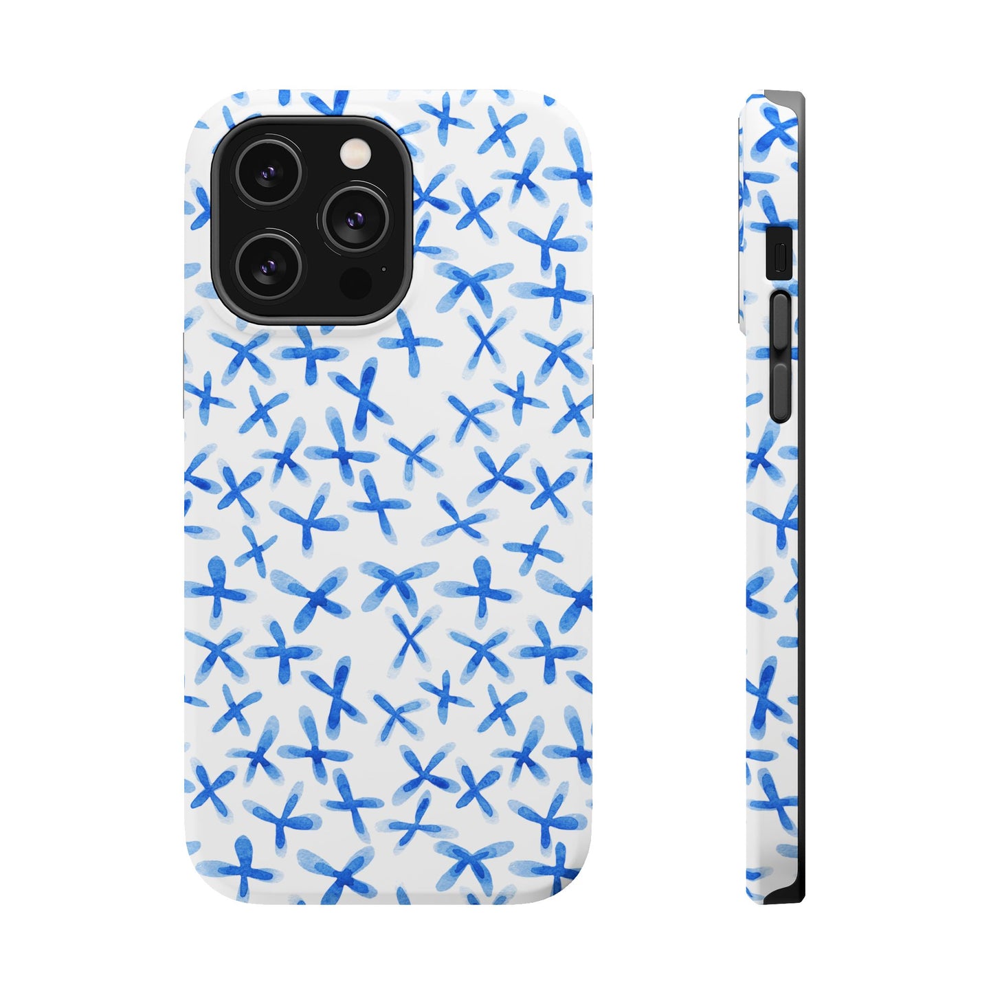 Blue Floral MagSafe iPhone Case — Magnetic Impact-Resistant