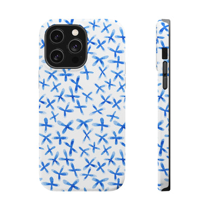 Blue Floral MagSafe iPhone Case — Magnetic Impact-Resistant